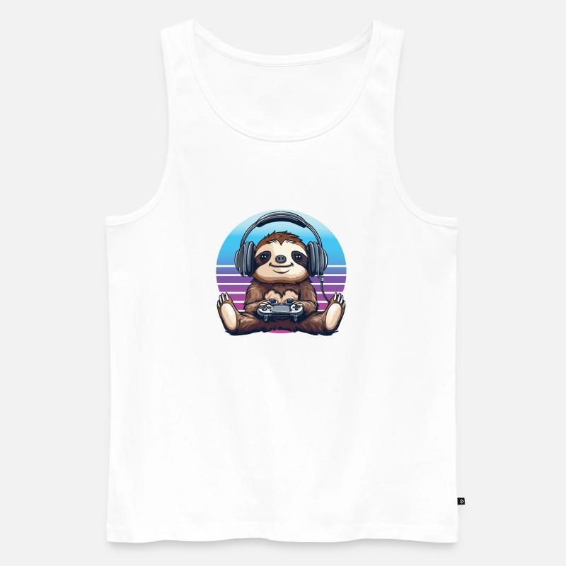 Faultier gaming Retro - Männer Premium Bio Tank Top - Weiß