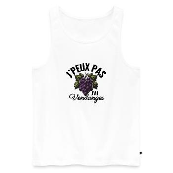 Je Peux Pas J'ai Vendanges Vigneron Vendangeur - Débardeur bio Premium Homme - blanc - Devant - Michal (187cm)