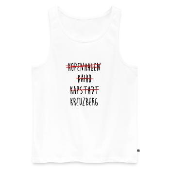 Kreuzberg Berlin Streichliste - Männer Premium Bio Tank Top - Weiß - Vorne - Michal (187cm)