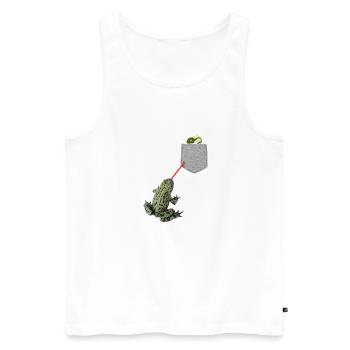 Froschzunge, die nach Kaulquappe in Ihrer Tasche greift - Männer Premium Bio Tank Top - Weiß - Vorne - AI Model Male 178 light (178cm)