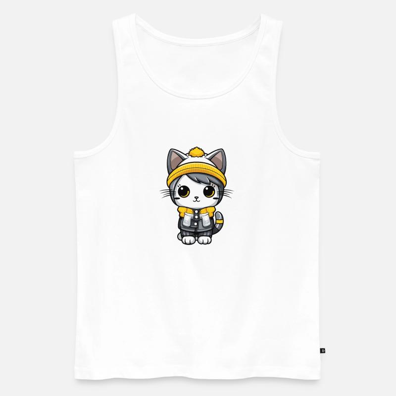Katze Winter Comic Niedlich - Männer Premium Bio Tank Top - Weiß