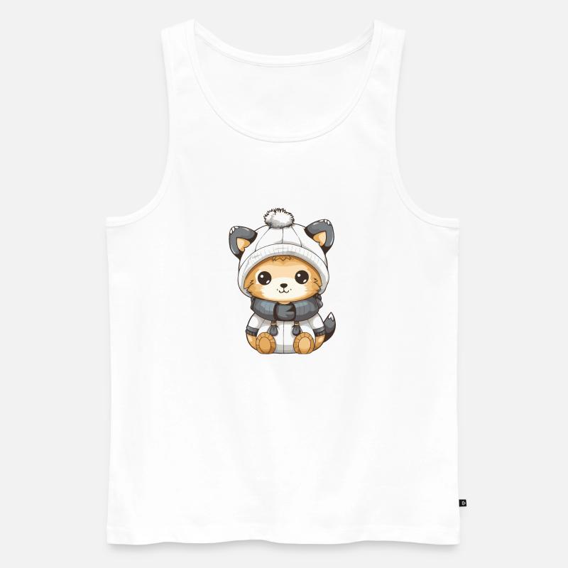 Fuchs Winter Comic Niedlich - Männer Premium Bio Tank Top - Weiß
