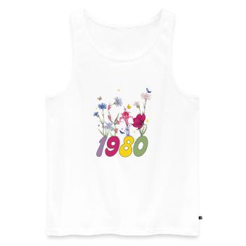 Geburtsjahr 1980 Wildblumen - Männer Premium Bio Tank Top - Weiß - Vorne - Michal (187cm)