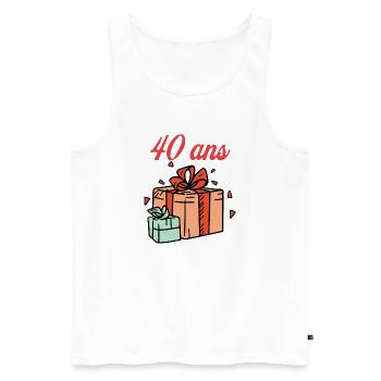Anniversaire 40 ans - Débardeur bio Premium Homme - blanc - Devant - AI Model Male 178 light (178cm)