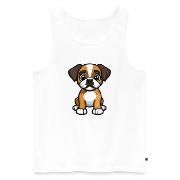 Boxer chien bande dessinée mignon - Débardeur bio Premium Homme - blanc - Devant - Michal (187cm)