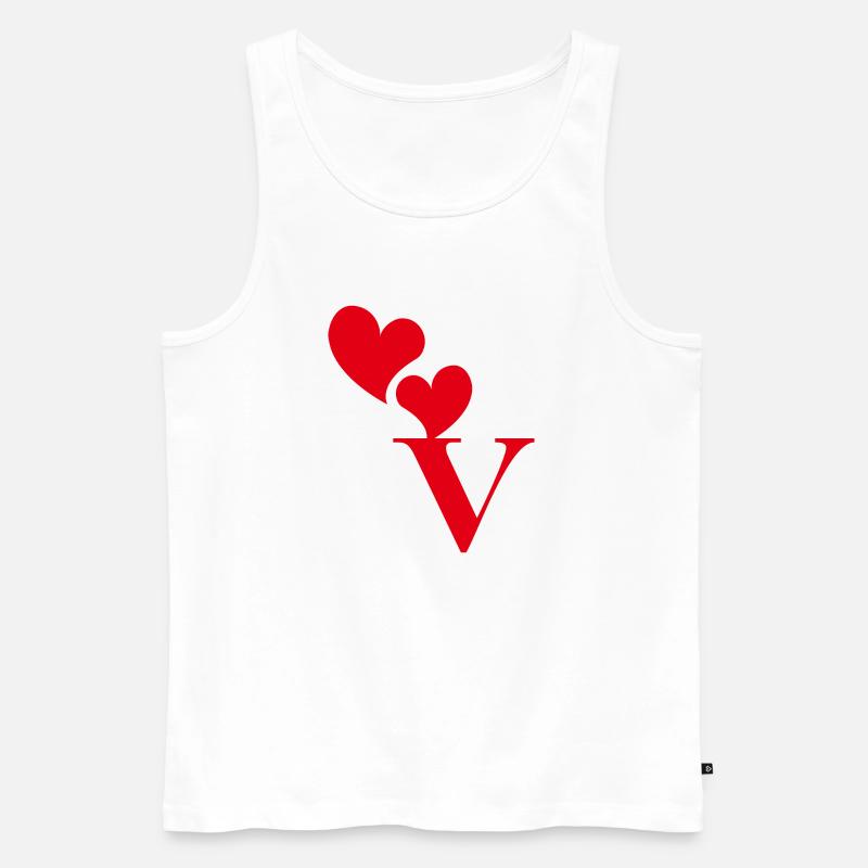 Buchstabe v rotes Herz - Männer Premium Bio Tank Top - Weiß