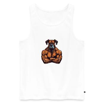 Musculation des muscles du chien - Débardeur bio Premium Homme - blanc - Devant - AI Model Male 178 light (178cm)