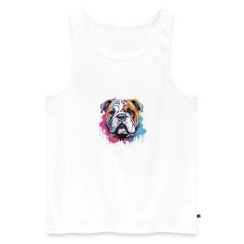 Bulldog Dog Head Portrait Pop Art - Men's Premium Organic Tank Top - white - Front - Michal (187cm)