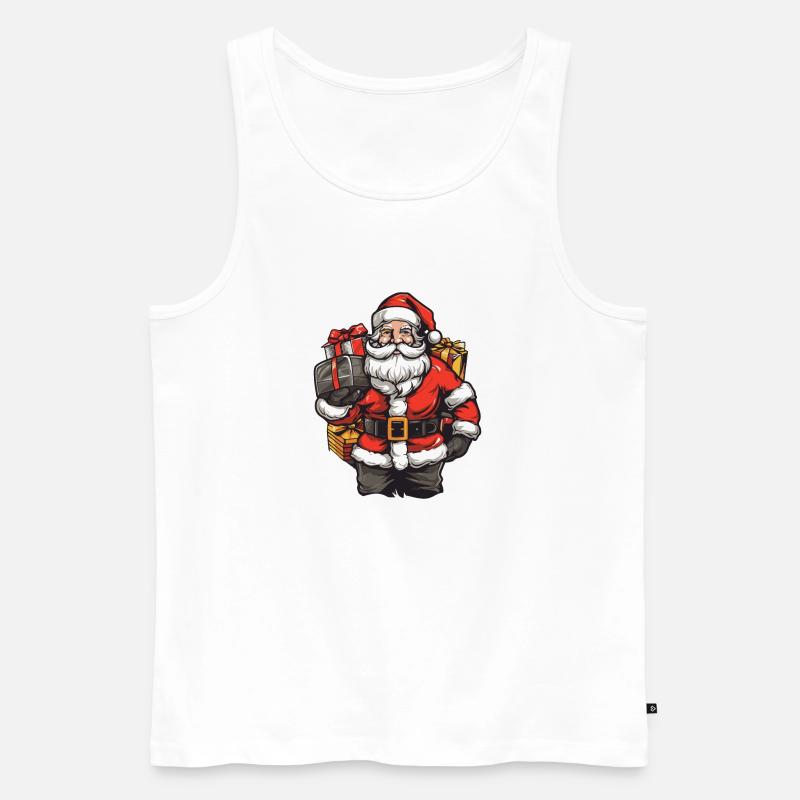 Weihnachtsmann Geschenke Comic - Männer Premium Bio Tank Top - Weiß