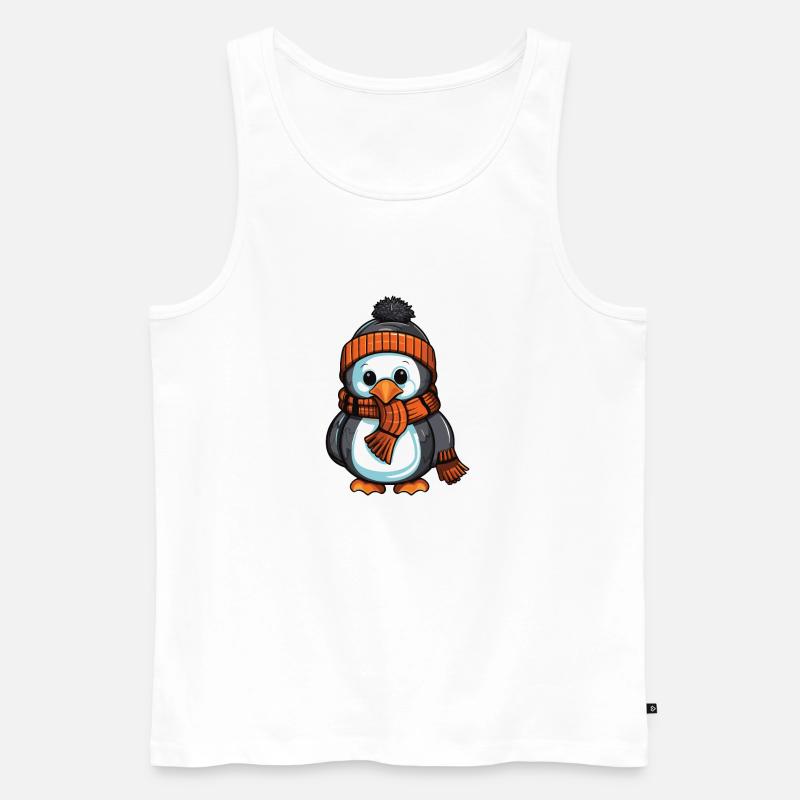 Pinguin Süß Winter Comic - Männer Premium Bio Tank Top - Weiß