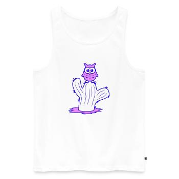 Cactus Owl Sitting Cacti Night Bird Cute Cute - Men's Premium Organic Tank Top - white - Front - Michal (187cm)