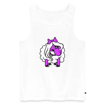 Sheep Offended Girl Woman Evil Eye Pretty - Men's Premium Organic Tank Top - white - Front - Michal (187cm)