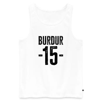 Burdur 15 – Pride in culture and history - Men's Premium Organic Tank Top - white - Front - AI Model Male 178 light (178cm)
