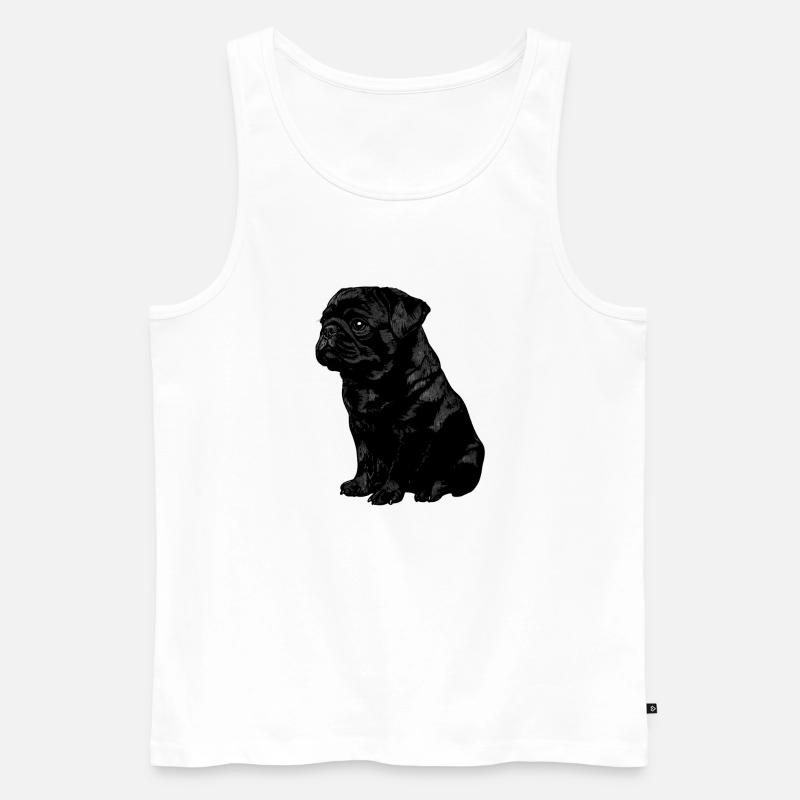 Schwarzer Mops - Männer Premium Bio Tank Top - Weiß