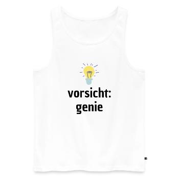 Vorsicht: Genie! - Männer Premium Bio Tank Top - Weiß - Vorne - Michal (187cm)