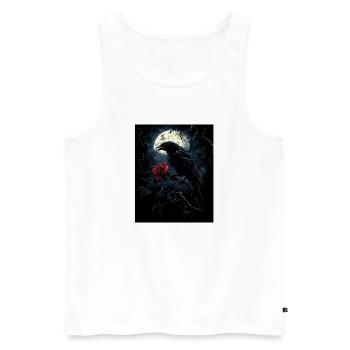 Raven Rose Moon Gloomy Gothic Black Crow - Men's Premium Organic Tank Top - white - Front - AI Model Male 178 light (178cm)