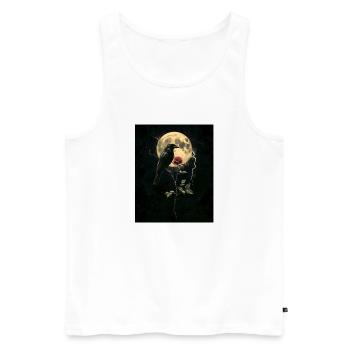 Raven Rose Moon Gloomy Gothic Black Crow - Men's Premium Organic Tank Top - white - Front - AI Model Male 178 light (178cm)