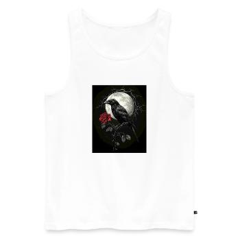 Raven Rose Moon Gloomy Gothic Black Crow - Men's Premium Organic Tank Top - white - Front - AI Model Male 178 light (178cm)