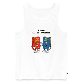 Bible T-Shirt - Men's Premium Organic Tank Top - white - Front - AI Model Male 178 light (178cm)