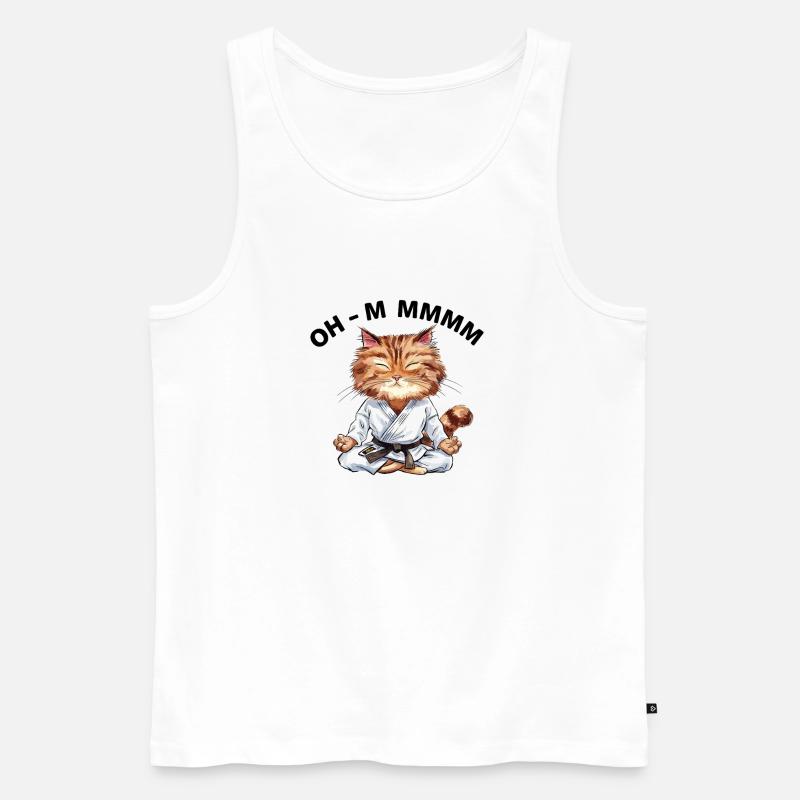 Ohm Mmmm Meditierende Karate Katze - Männer Premium Bio Tank Top - Weiß