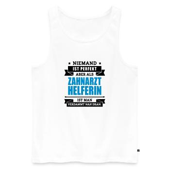 Funshirt Zahnarzthelferin - Männer Premium Bio Tank Top - Weiß - Vorne - Michal (187cm)
