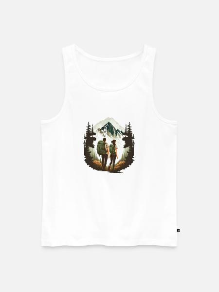 Wanderfreunde in den Bergen - Männer Premium Bio Tank Top - Weiß