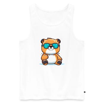 Molko l'ours à lunettes - Débardeur bio Premium Homme - blanc - Devant - Michal (187cm)