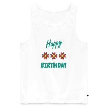 ALLES GUTE ZUM GEBURTSTAG. ALLES GUTE ZUM GEBURTSTAG. JAHRESTAG. - Männer Premium Bio Tank Top - Weiß - Vorne - Michal (187cm)