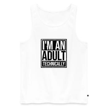Je suis un adulte techniquement techniquement adulte blague - Débardeur bio Premium Homme - blanc - Devant - AI Model Male 178 light (178cm)