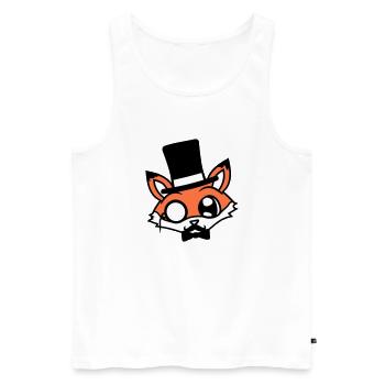 Fuchs Rotfuchs Sir Mr. Zylinder Hut Monokel Brille - Männer Premium Bio Tank Top - Weiß - Vorne - Michal (187cm)