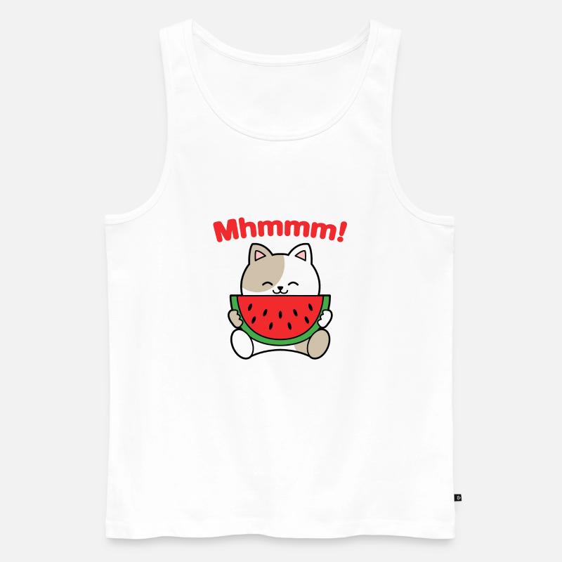 Chat pastèque Mhmmm - Débardeur bio Premium Homme - blanc