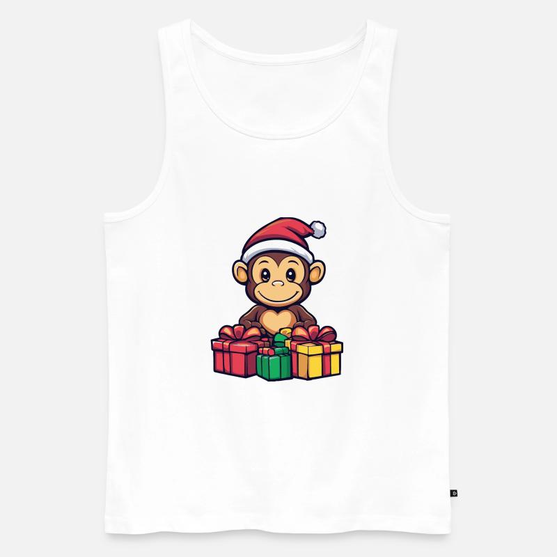 Affe Weihnachten Geschenke - Männer Premium Bio Tank Top - Weiß