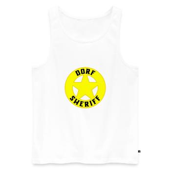 Farben änderbar | Dorf Sheriff - Männer Premium Bio Tank Top - Weiß - Vorne - Michal (187cm)