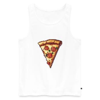 Pizza Pixel Gamer - Männer Premium Bio Tank Top - Weiß - Vorne - AI Model Male 178 light (178cm)