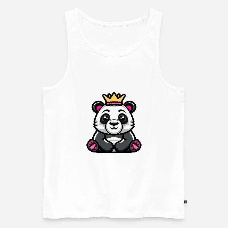 Panda Comic Krone - Männer Premium Bio Tank Top - Weiß