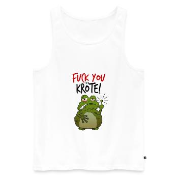 Fuck You Kröte MIttelfinger lustig Comic Geschenk - Männer Premium Bio Tank Top - Weiß - Vorne - Michal (187cm)