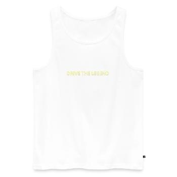DRIVE THE LEGEND Yellow Lettering - Männer Premium Bio Tank Top - Weiß - Vorne - Michal (187cm)