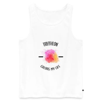 T Shirt Triathlon - Männer Premium Bio Tank Top - Weiß - Vorne - Michal (187cm)