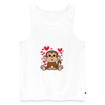 Affe-Liebes-T-Shirt Valentinsgruß-Tagesnette Herzen - Männer Premium Bio Tank Top - Weiß - Vorne - AI Model Male 178 light (178cm)