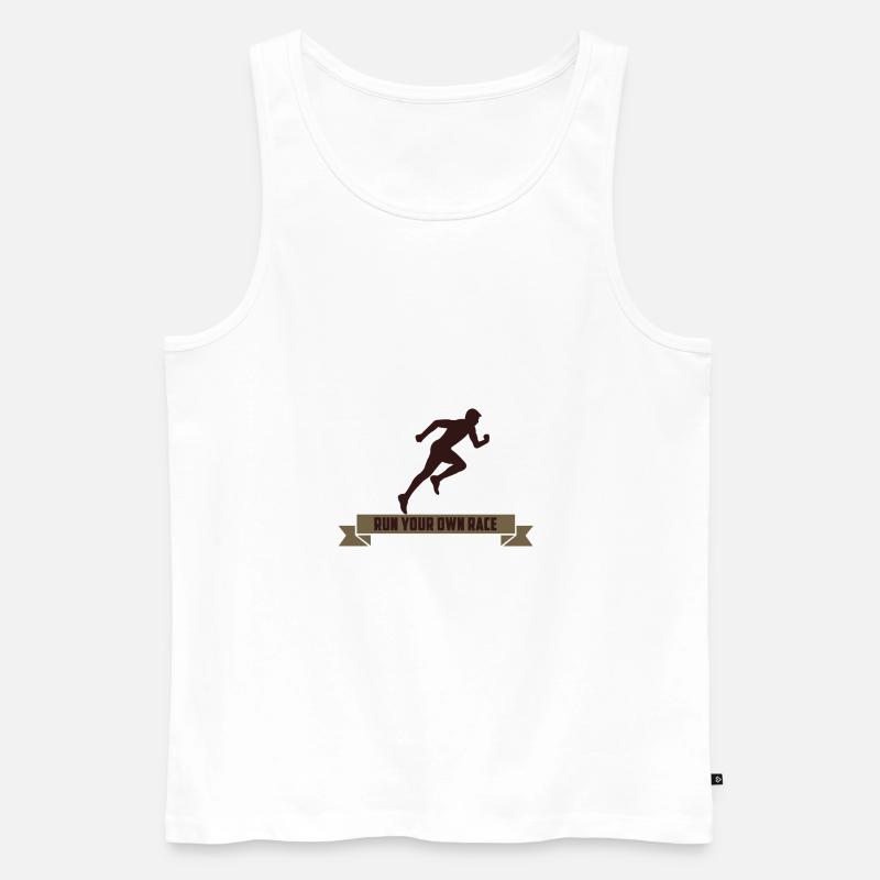 RUN YOUR OWN RACE - Männer Premium Bio Tank Top - Weiß