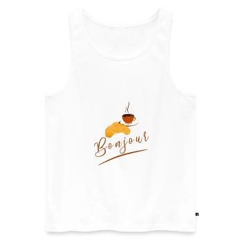 Guten Morgen - Croissant / Kaffee - Männer Premium Bio Tank Top - Weiß - Vorne - Michal (187cm)