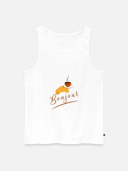 Dzień dobry - rogalik / kawa - Ekologiczny tank top męski Premium - biały