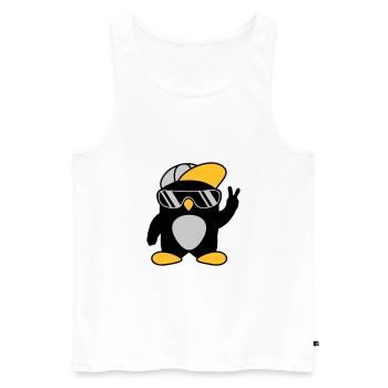 Cooler Pinguin Peace Handzeichen - Männer Premium Bio Tank Top - Weiß - Vorne - Michal (187cm)