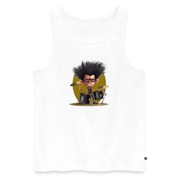 Drummer man - Männer Premium Bio Tank Top - Weiß - Vorne - Michal (187cm)