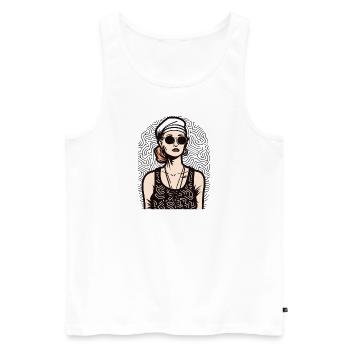 Frau - Männer Premium Bio Tank Top - Weiß - Vorne - Michal (187cm)