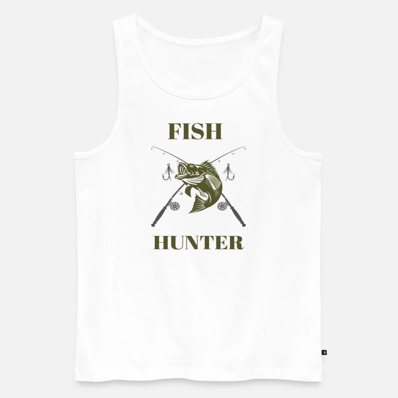 Fish Hunter Tshirt Angler Geschenk - Männer Premium Bio Tank Top - Weiß