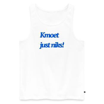 Kmoet just niks, Antwerps dialect Shirts - Débardeur bio Premium Homme - blanc - Devant - Michal (187cm)