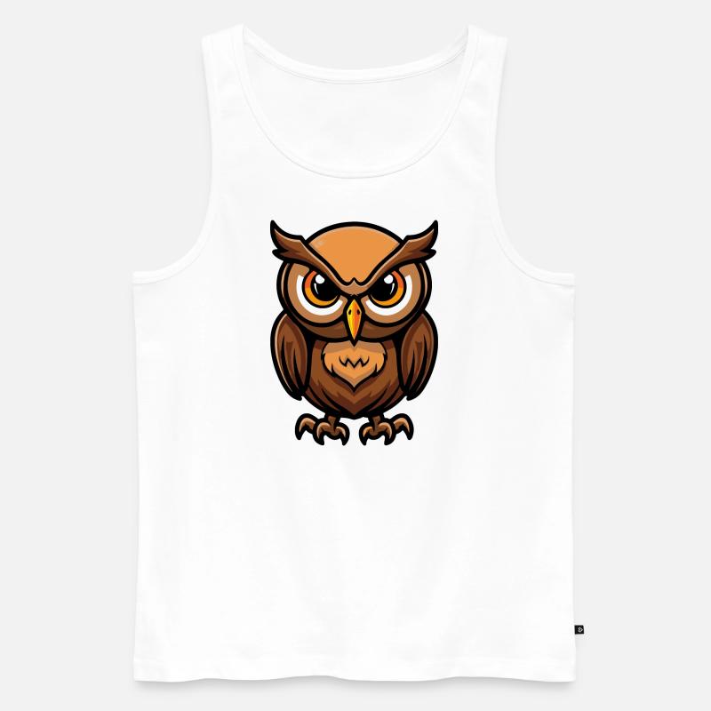 Eule Comic - Männer Premium Bio Tank Top - Weiß