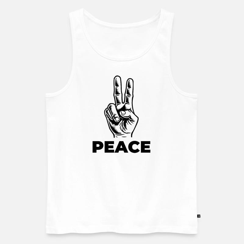 Peace – Statement mit Handzeichen - Männer Premium Bio Tank Top - Weiß
