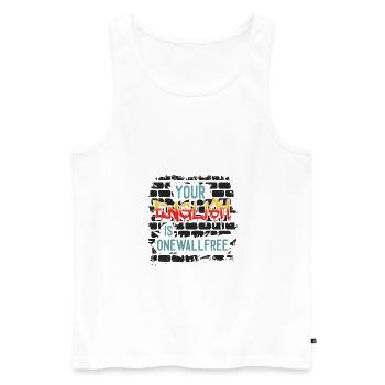 Votre anglais est onewallfree. Votre anglais est ... - Débardeur bio Premium Homme - blanc - Devant - AI Model Male 178 light (178cm)